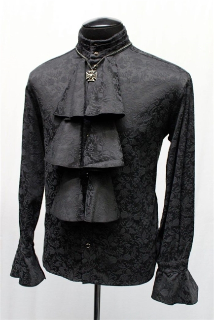 LOUIS XIV SHIRT BLACK JACQUARD MEN'S PIRATE SHIRT